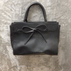 New York & Company‎ Women's Black Leather Snap Button Front Bow Shoulder Bag